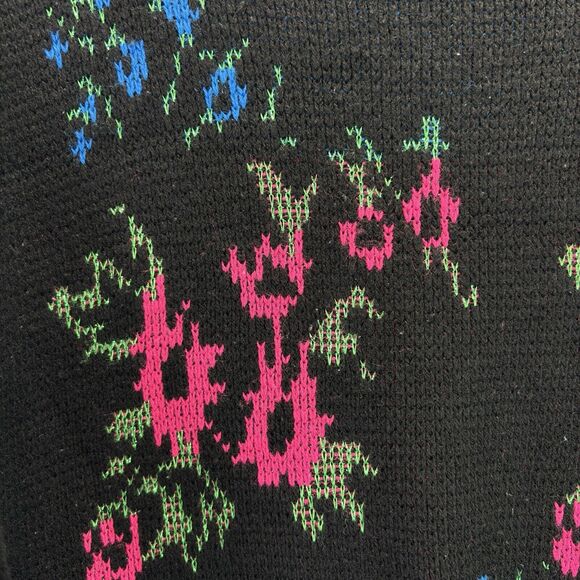 Vintage Le Rouge 80s Black Floral Sweater Size Large - Picture 5 of 5
